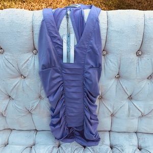 Boutique Purple Halter Style Rusched Top NWT